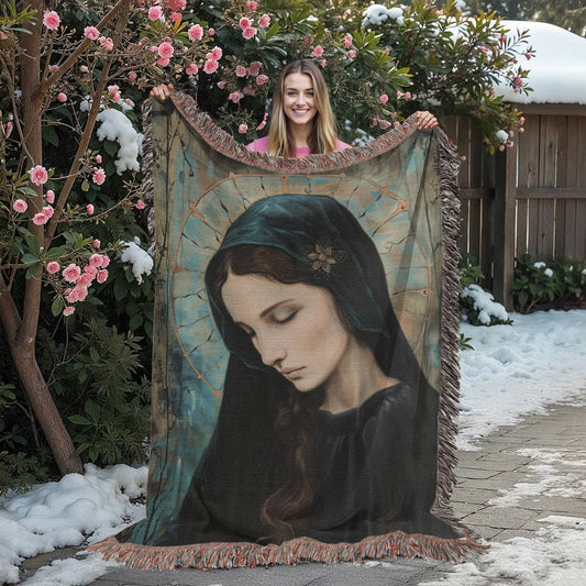 "Madonna In Blue" - Heirloom Woven Blanket