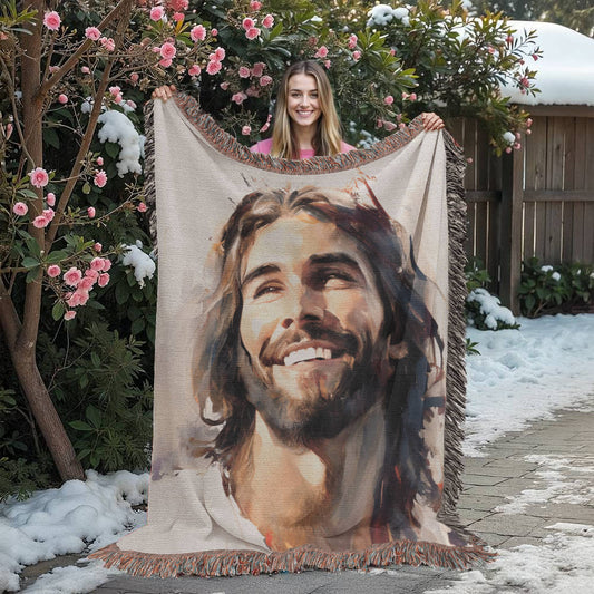 "Jesus Smiling" - Heirloom Woven Blanket