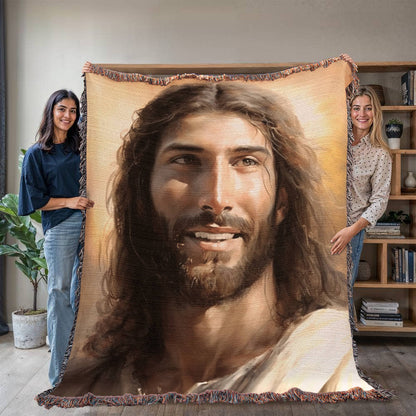 "Christ's Loving Smile" - Heirloom Woven Blanket
