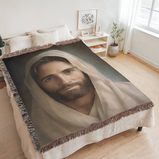 Portrait Of The Messiah Jesus ∣ Comforting ∣ Christian Woven Throw Blanket