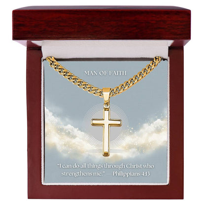 NEW! Men’s Stainless Steel Cross Necklace – Cuban Link Chain (18k Gold-Plated Option)