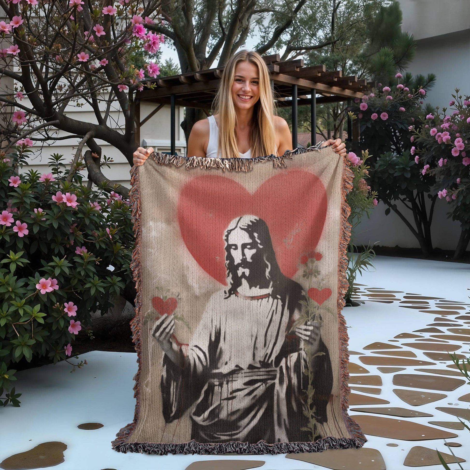 Blessed Heart Of Jesus | Christian Woven Throw Blanket - ChristVisions