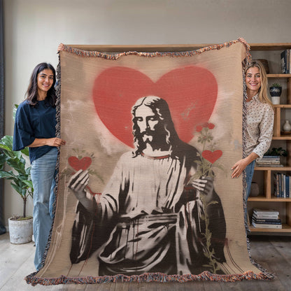 Blessed Heart Of Jesus | Christian Woven Throw Blanket - ChristVisions