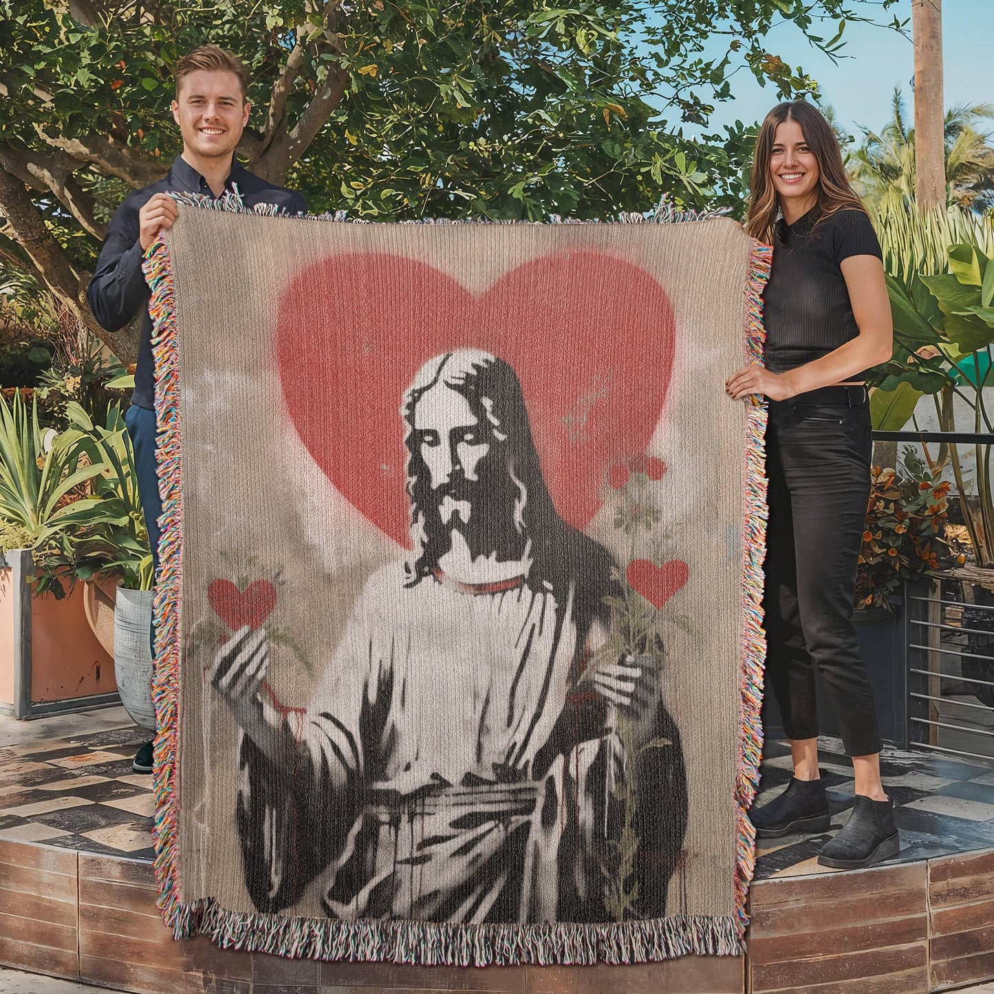 Blessed Heart Of Jesus | Christian Woven Throw Blanket - ChristVisions