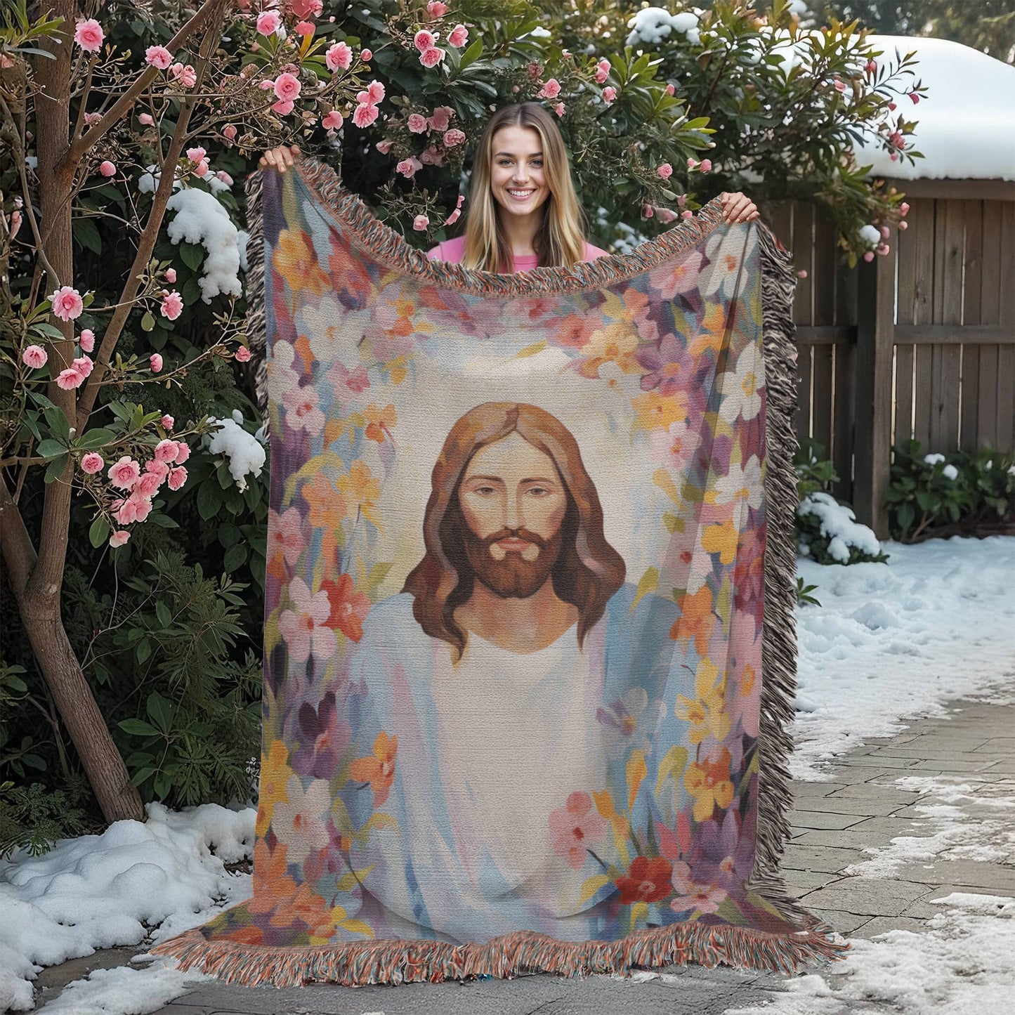Blossoms Of Grace | Woven Christian Throw Blanket