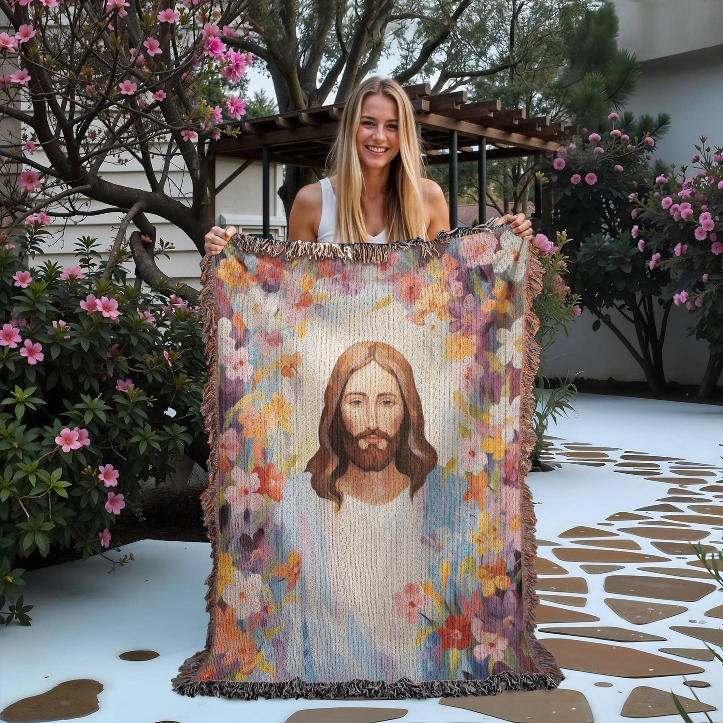 Blossoms Of Grace | Woven Christian Throw Blanket