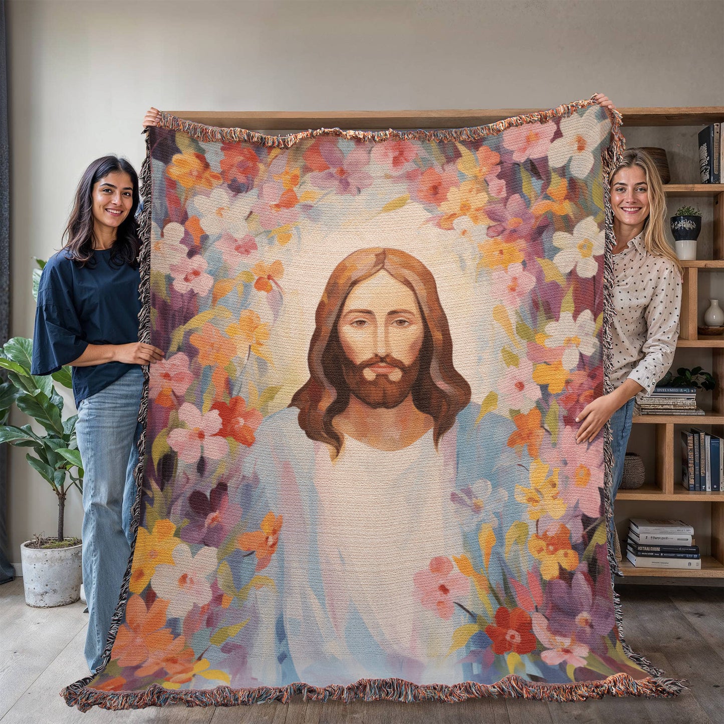 Blossoms Of Grace | Woven Christian Throw Blanket