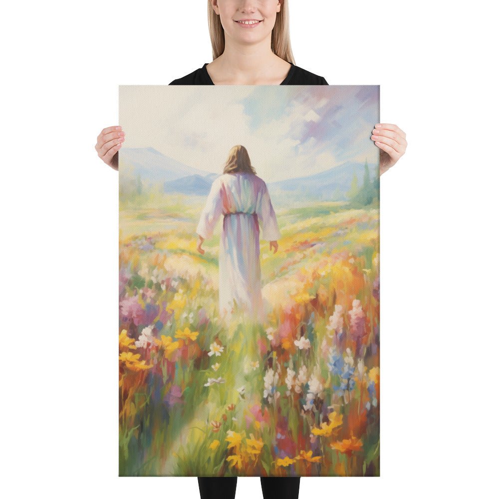 Christ In A Field Of Flowers | Canvas Print