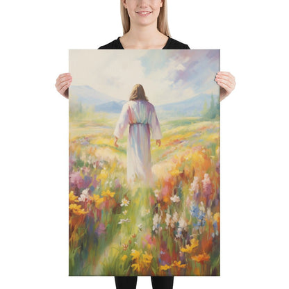 Christ In A Field Of Flowers | Canvas Print