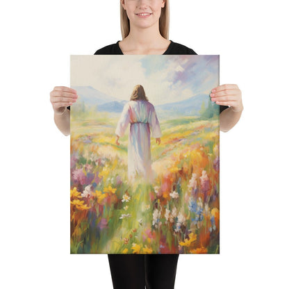 Christ In A Field Of Flowers | Canvas Print