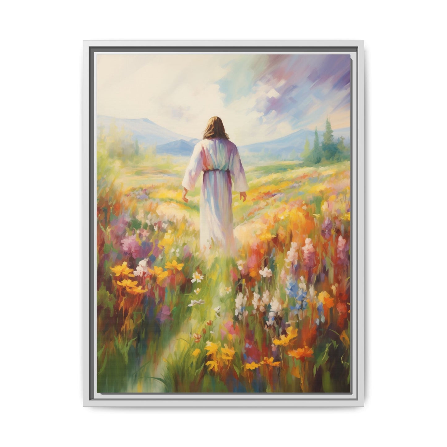Christ In A Field Of Flowers | Canvas Print