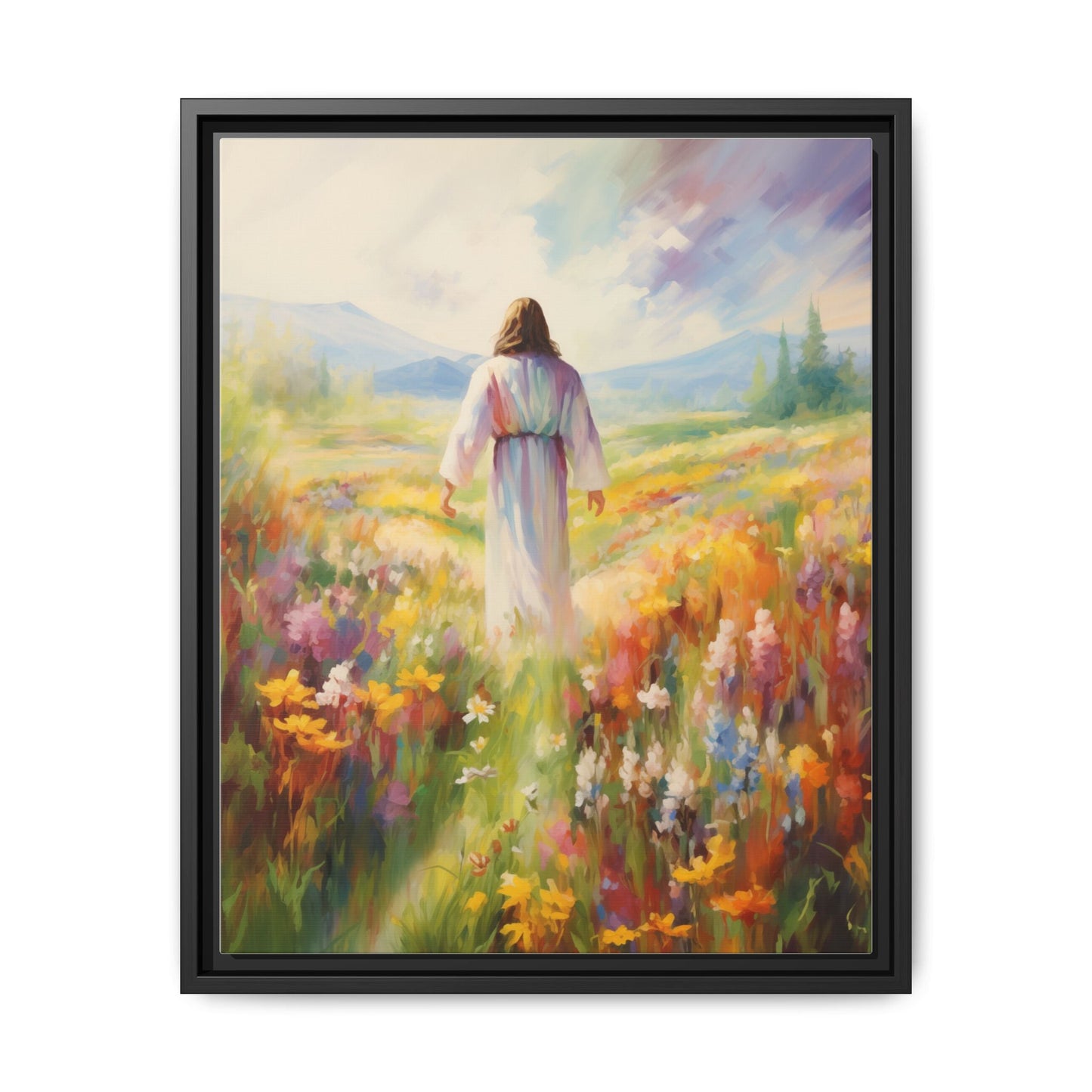 Christ In A Field Of Flowers | Canvas Print