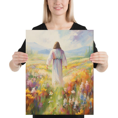 Christ In A Field Of Flowers | Canvas Print