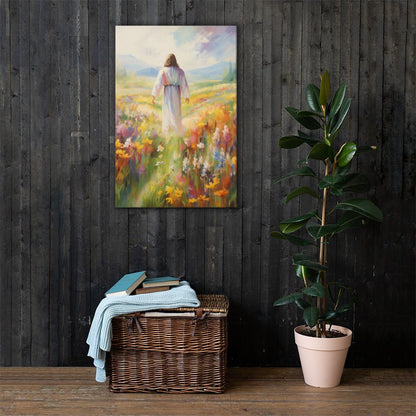 Christ In A Field Of Flowers | Canvas Print