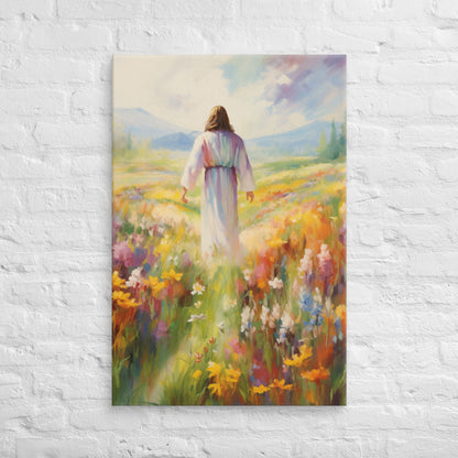 Christ In A Field Of Flowers | Canvas Print