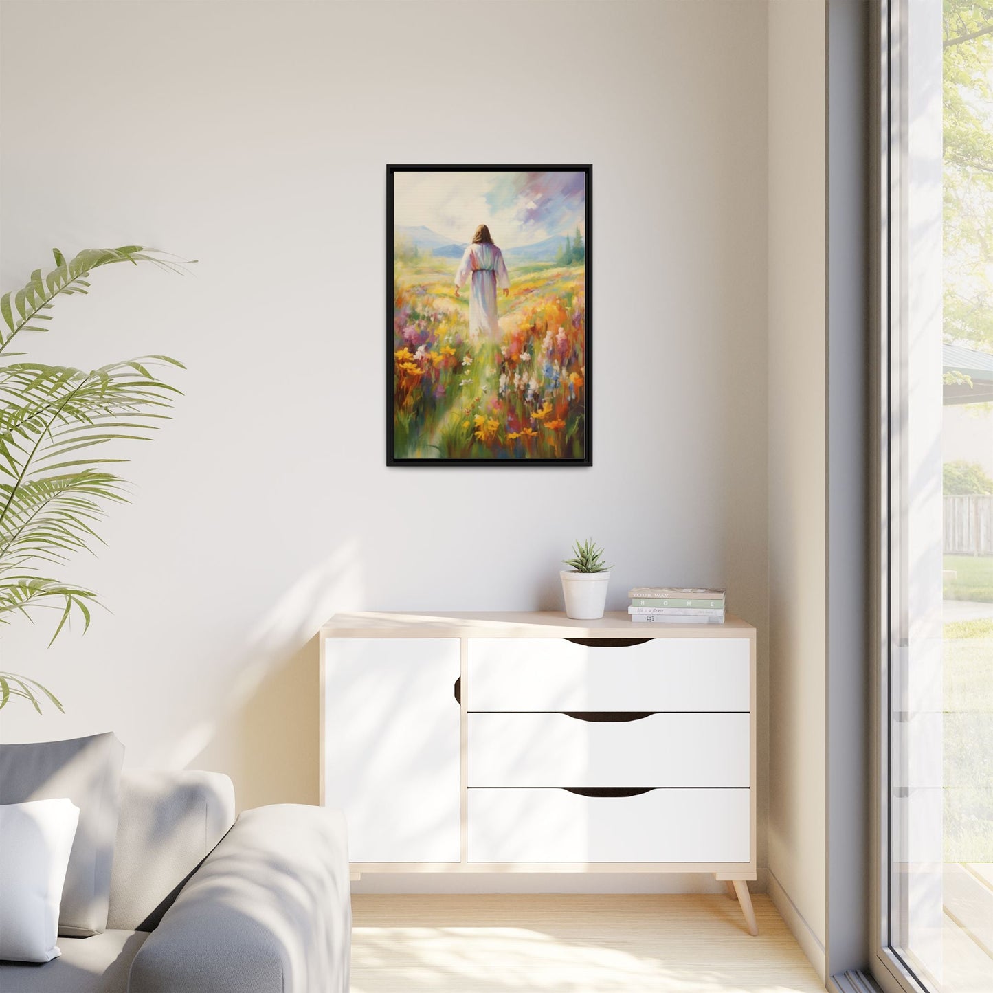 Christ In A Field Of Flowers | Canvas Print