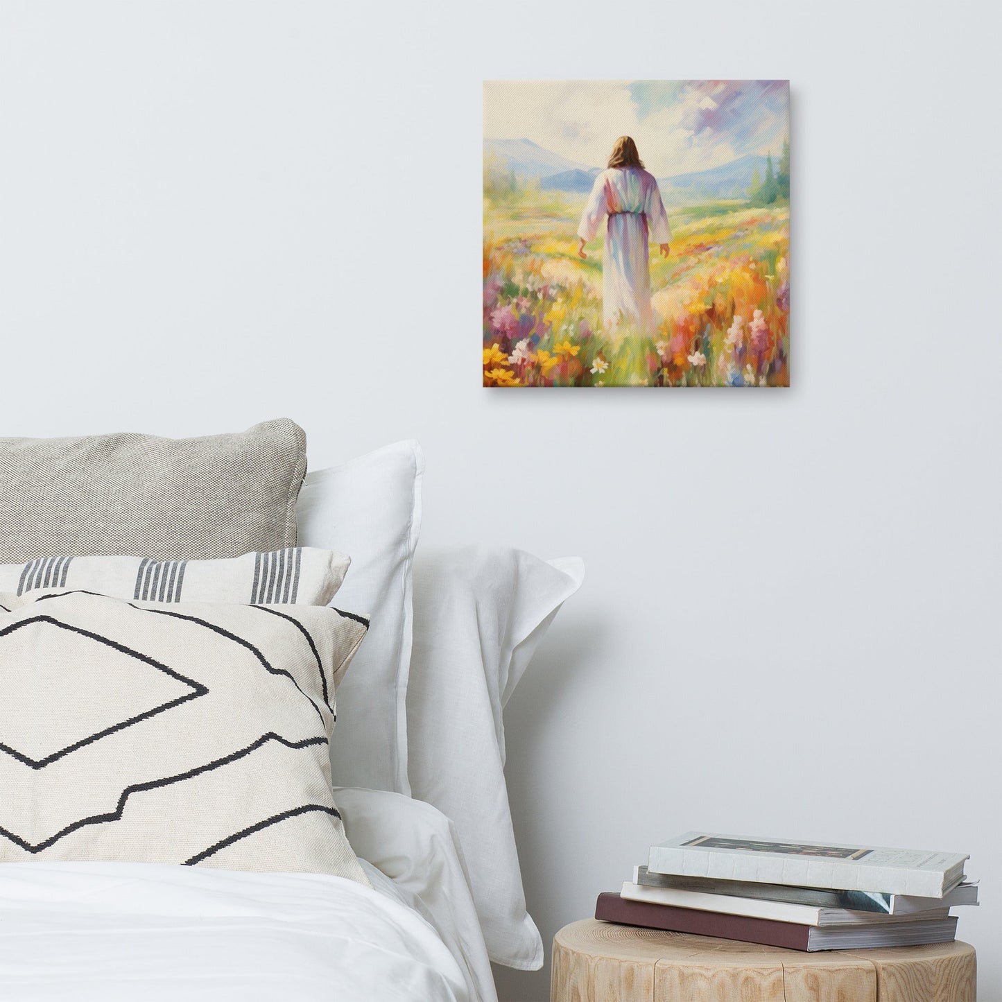 Christ In A Field Of Flowers | Canvas Print