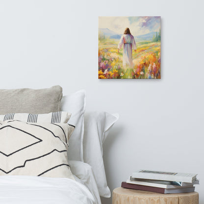 Christ In A Field Of Flowers | Canvas Print