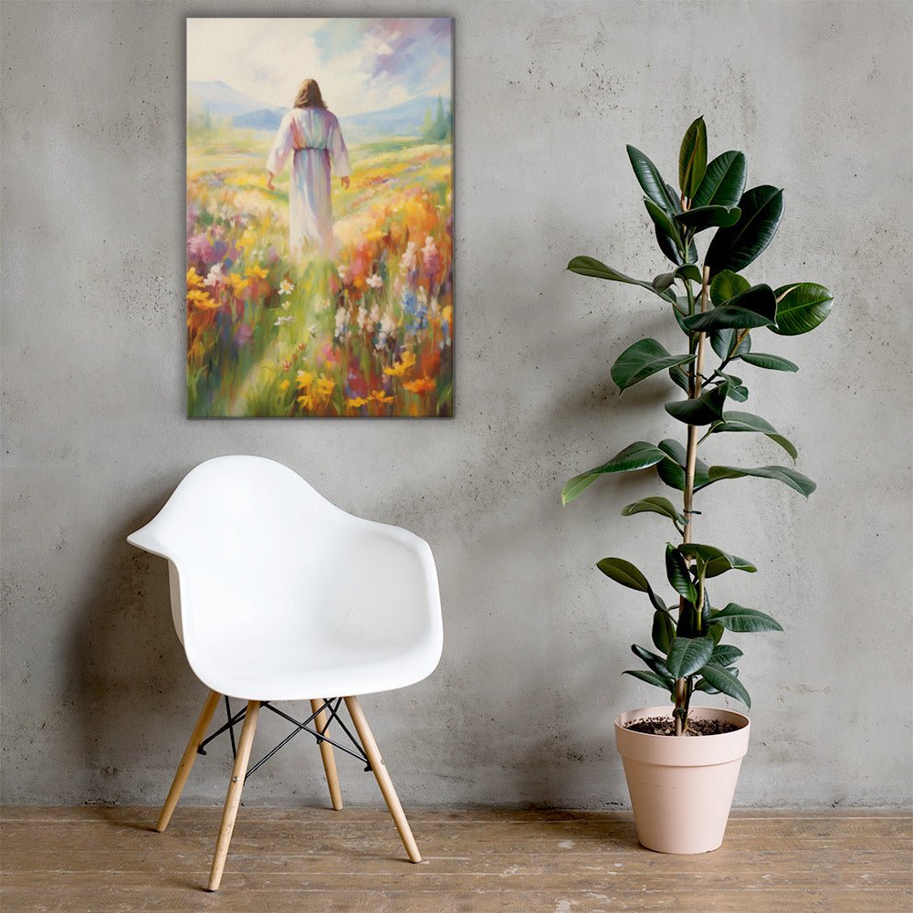 Christ In A Field Of Flowers | Canvas Print