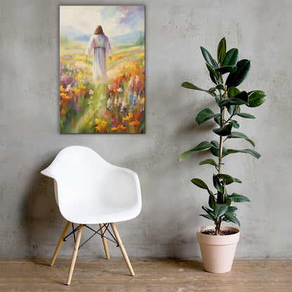 Christ In A Field Of Flowers | Canvas Print
