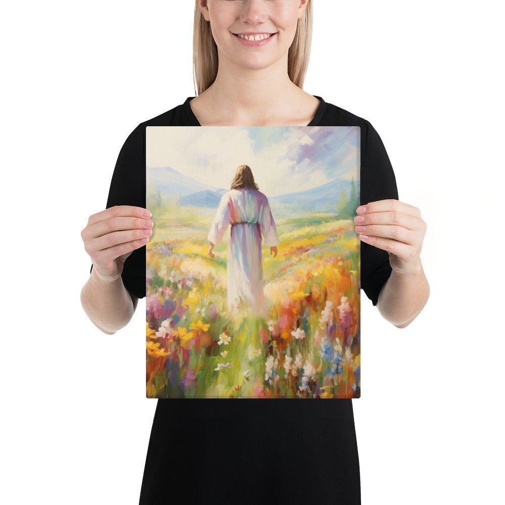Christ In A Field Of Flowers | Canvas Print