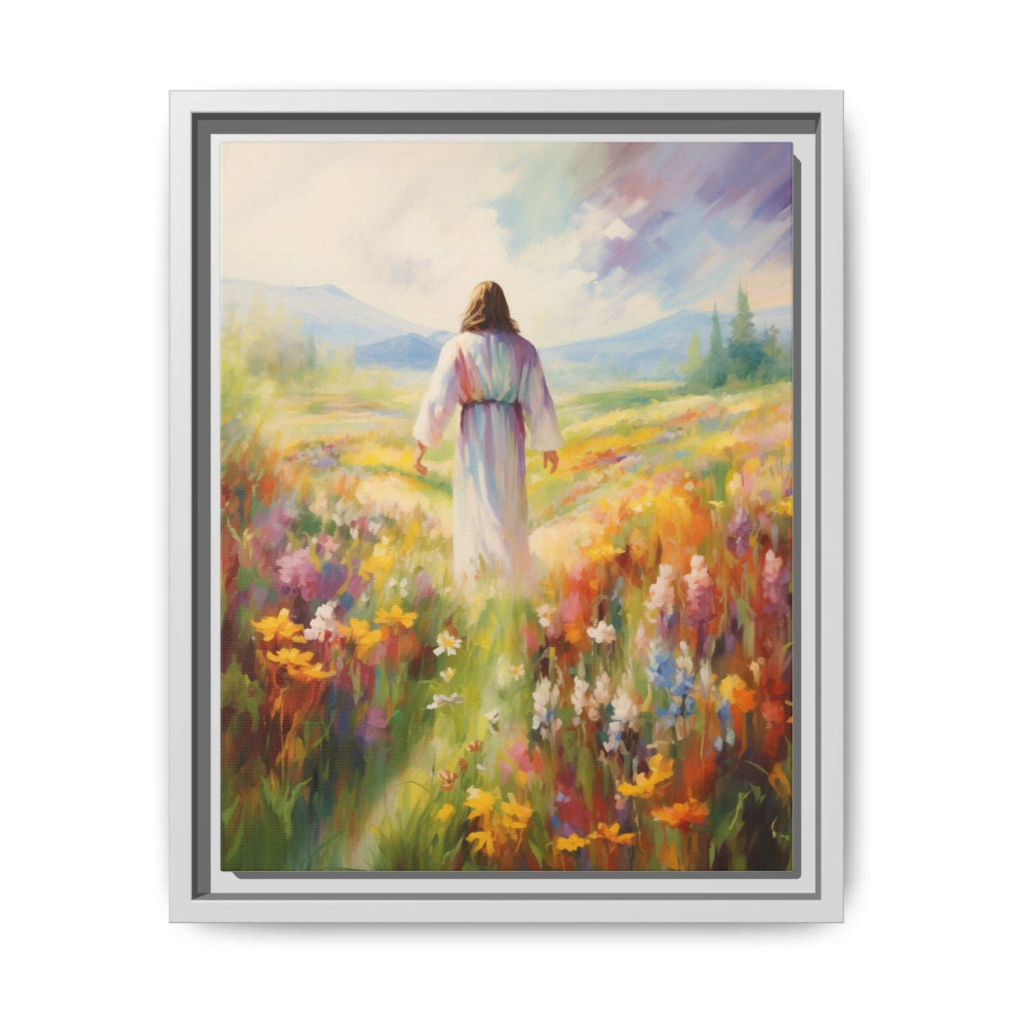 Christ In A Field Of Flowers | Canvas Print