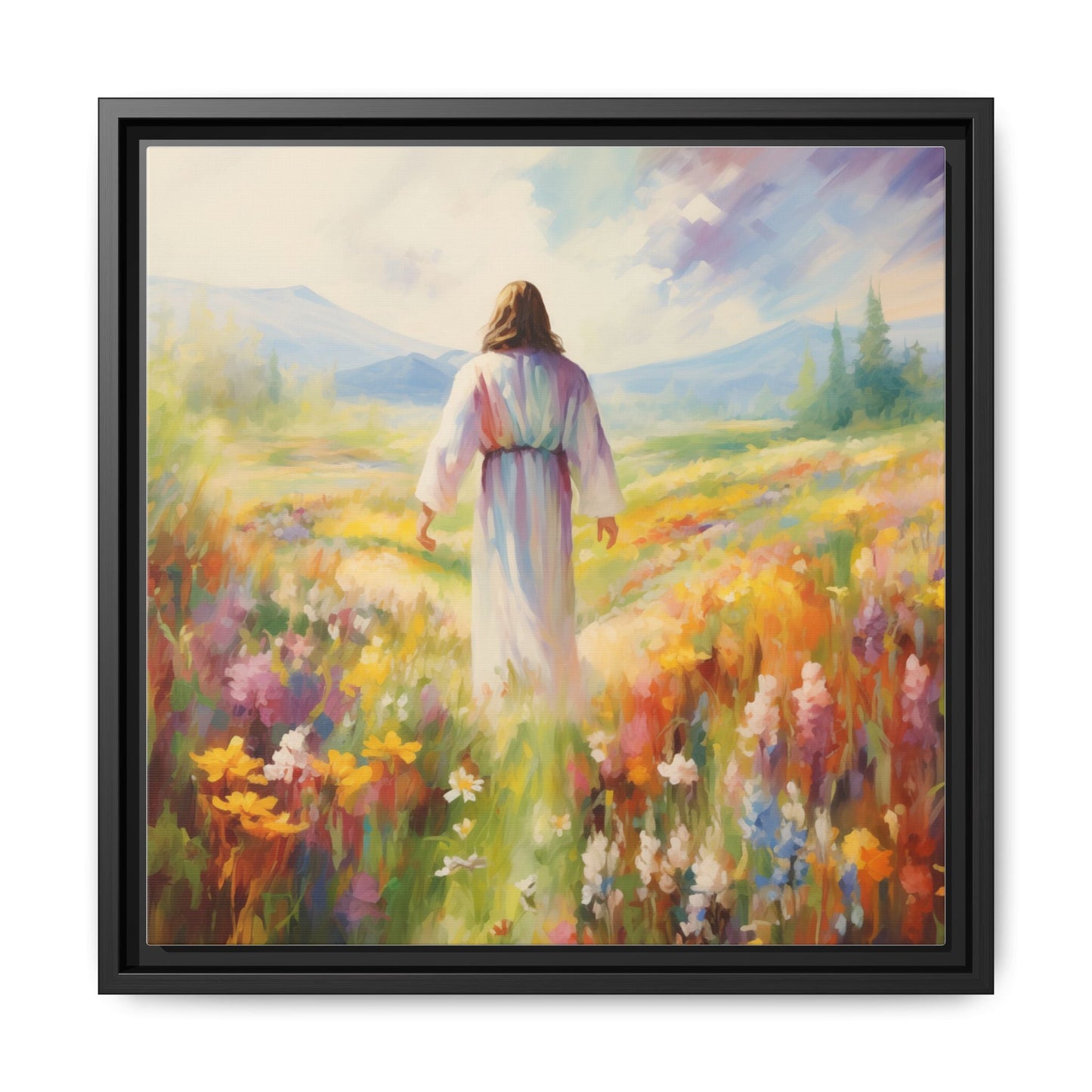 Christ In A Field Of Flowers | Canvas Print