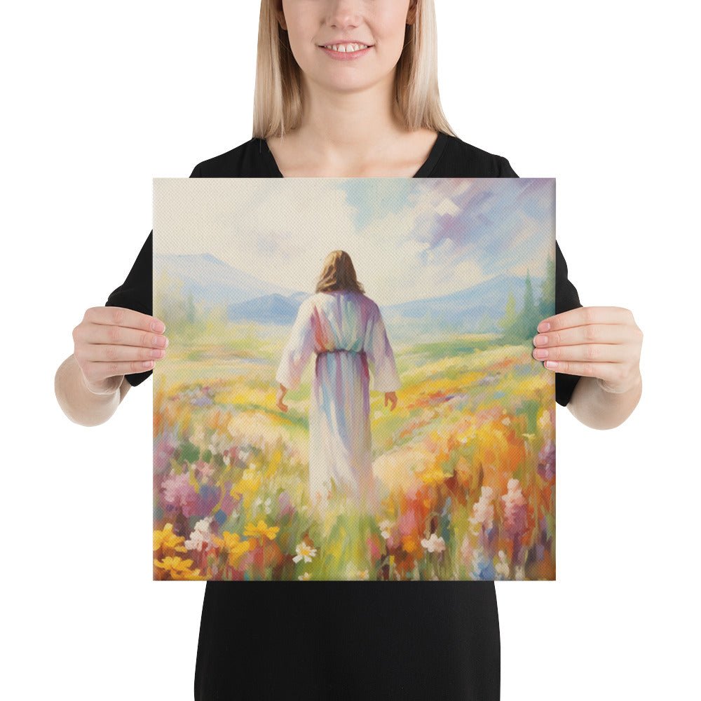 Christ In A Field Of Flowers | Canvas Print