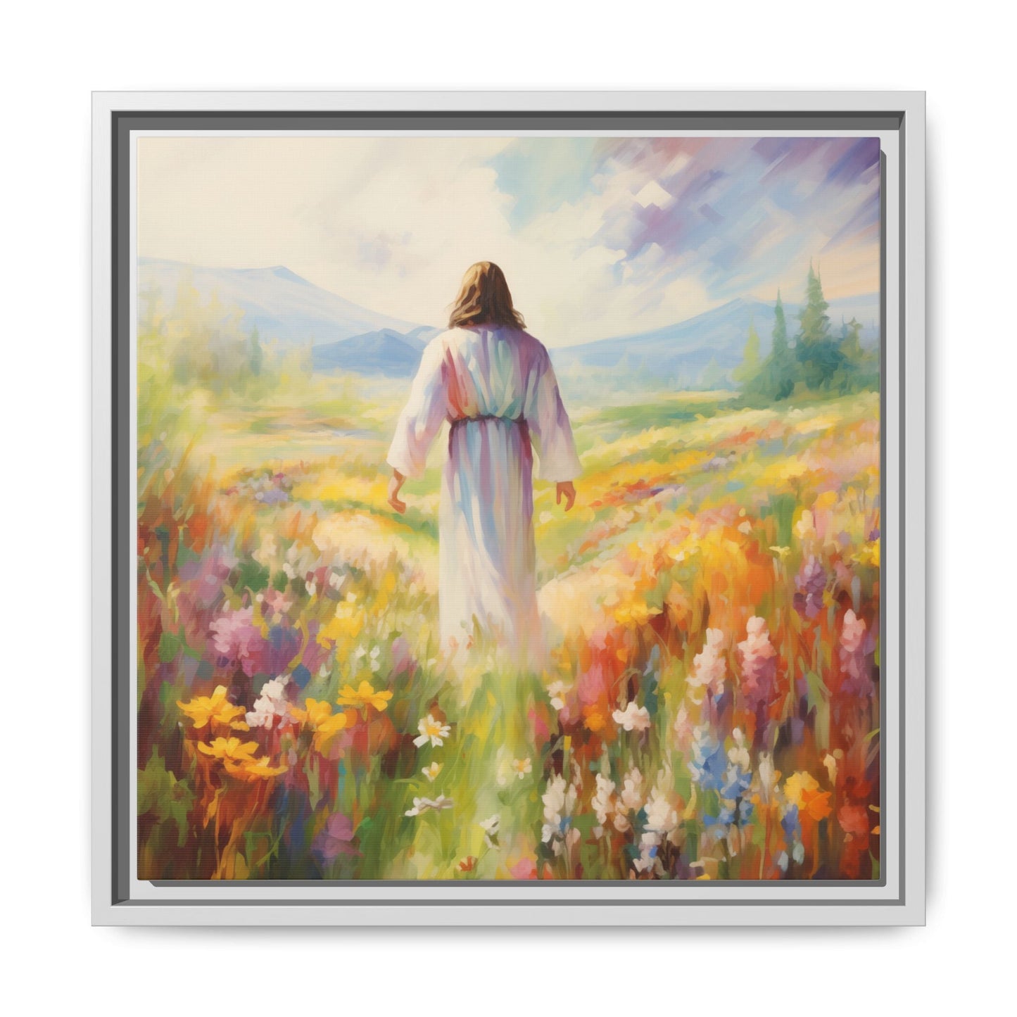 Christ In A Field Of Flowers | Canvas Print