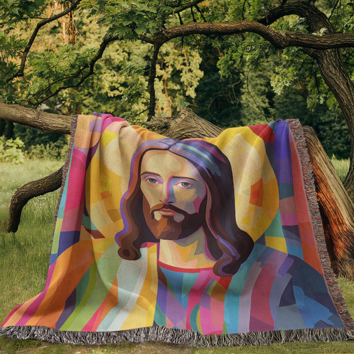 Christ Of Many Colors | Woven Christian Throw Blanket