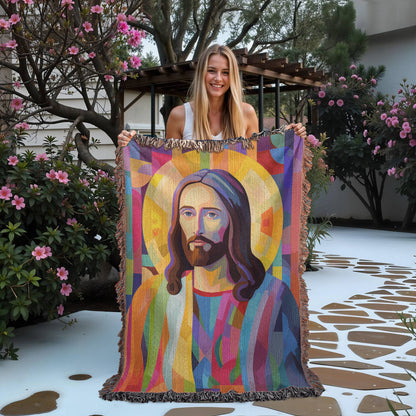 Christ Of Many Colors | Woven Christian Throw Blanket