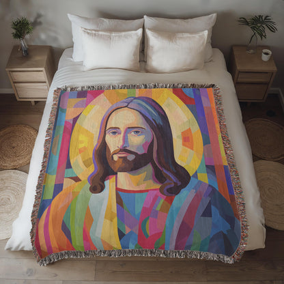 Christ Of Many Colors | Woven Christian Throw Blanket