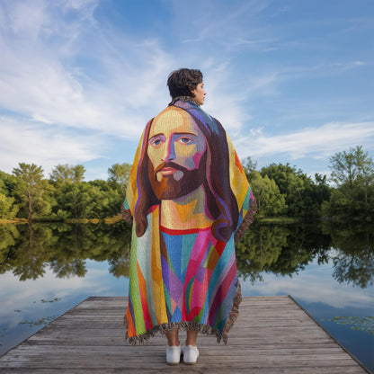 Christ Of Many Colors | Woven Christian Throw Blanket