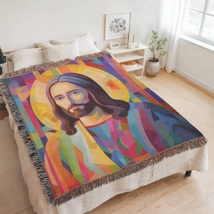 Christ Of Many Colors | Woven Christian Throw Blanket