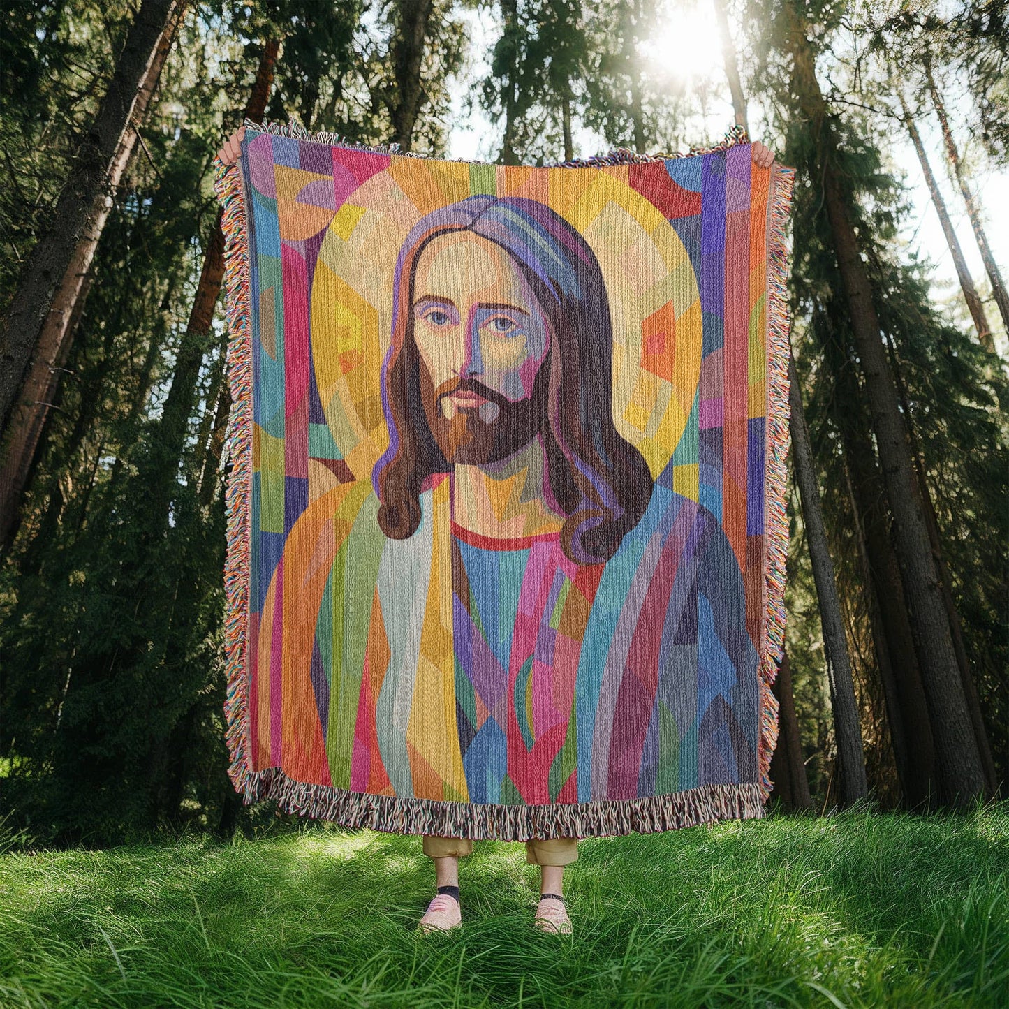 Christ Of Many Colors | Woven Christian Throw Blanket