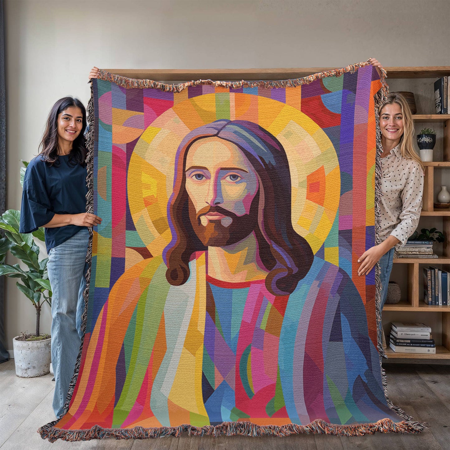 Christ Of Many Colors | Woven Christian Throw Blanket