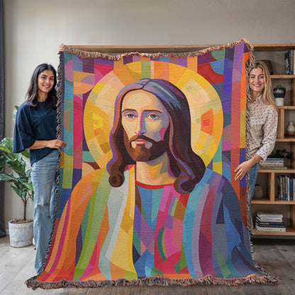 Christ Of Many Colors | Woven Christian Throw Blanket