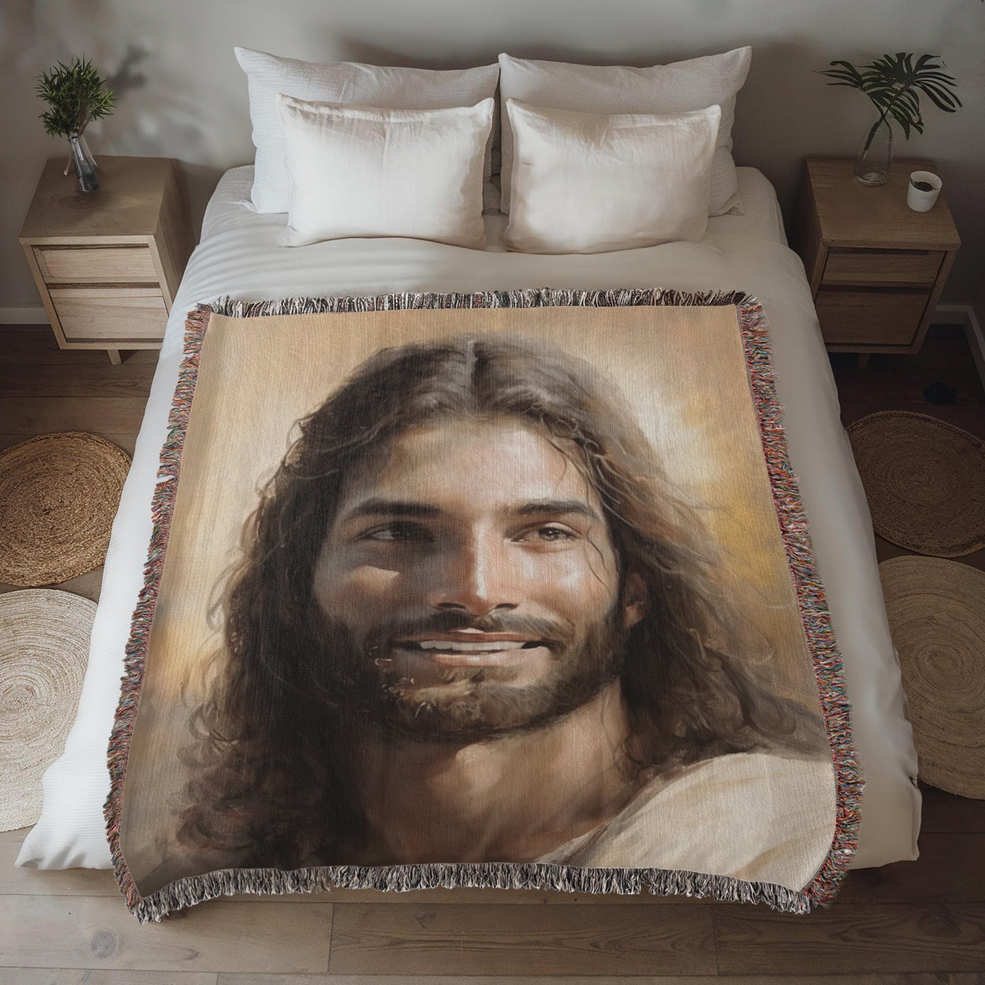 Christ's Loving Smile | Christian Woven Throw Blanket - ChristVisions