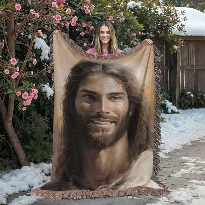Christ's Loving Smile | Christian Woven Throw Blanket - ChristVisions