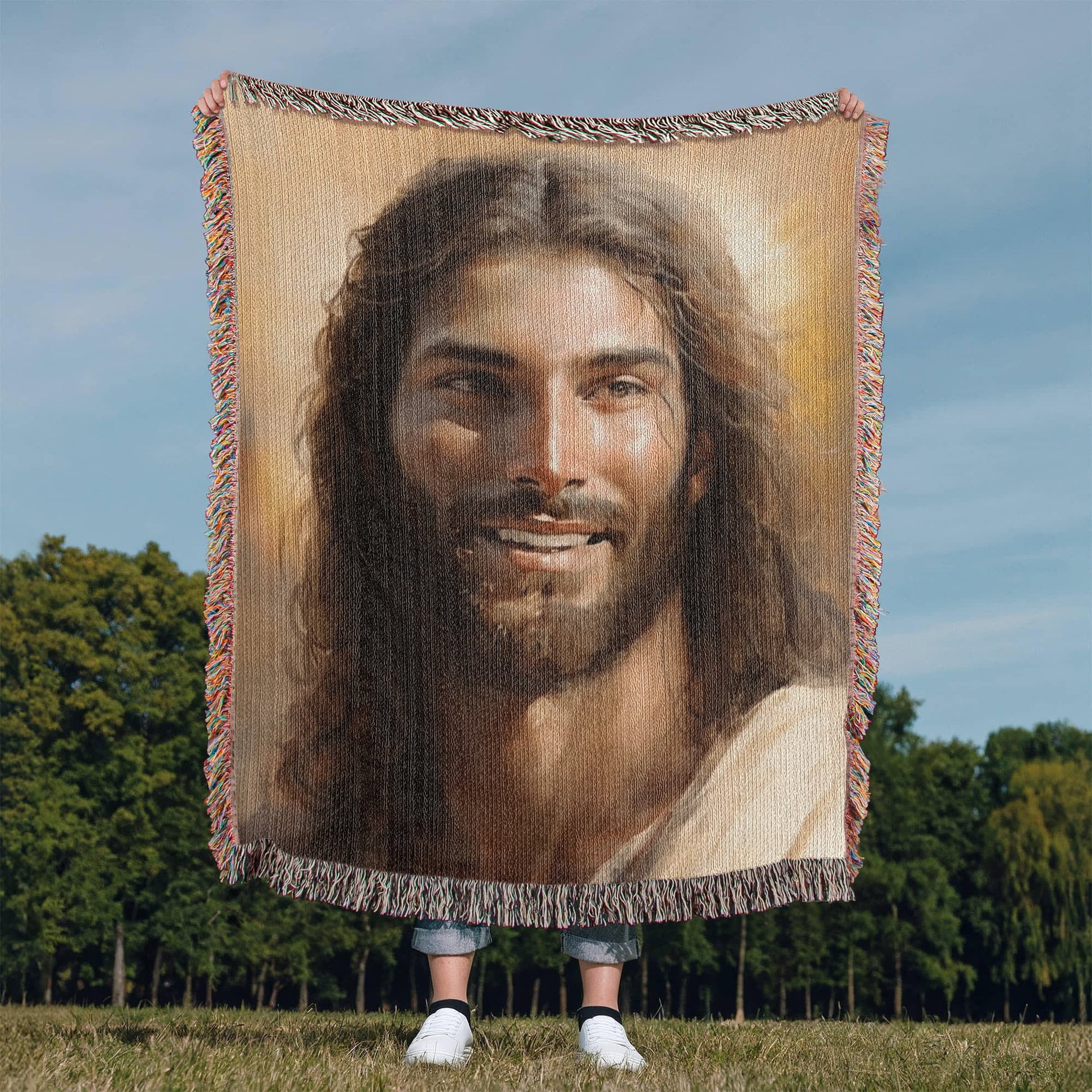 Christ's Loving Smile | Christian Woven Throw Blanket - ChristVisions