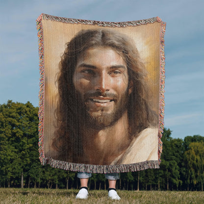 Christ's Loving Smile | Christian Woven Throw Blanket - ChristVisions