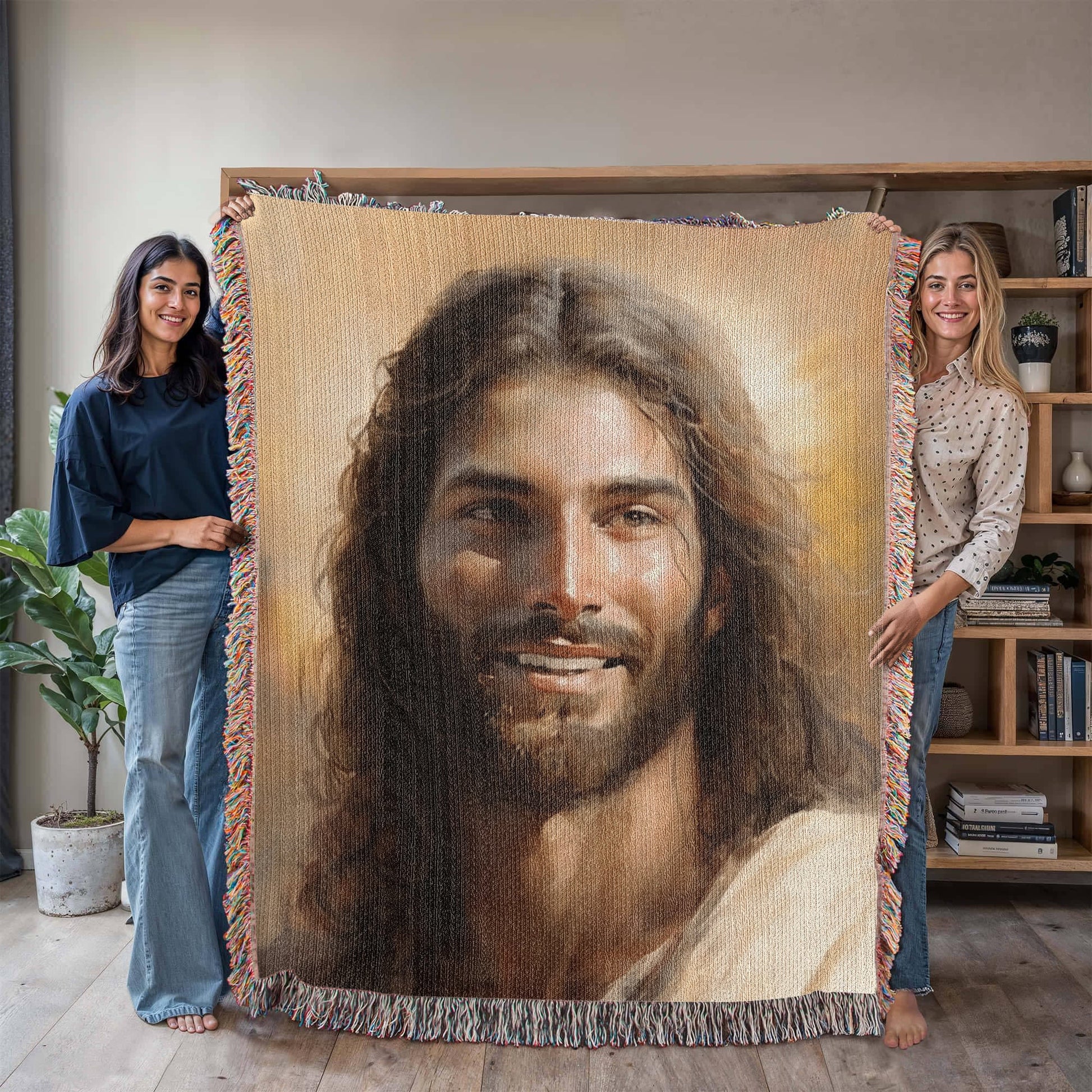 Christ's Loving Smile | Christian Woven Throw Blanket - ChristVisions