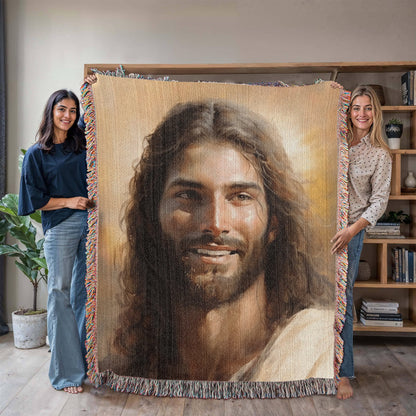 Christ's Loving Smile | Christian Woven Throw Blanket - ChristVisions
