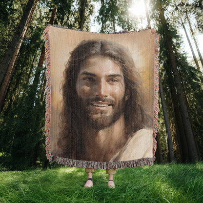 Christ's Loving Smile | Christian Woven Throw Blanket - ChristVisions