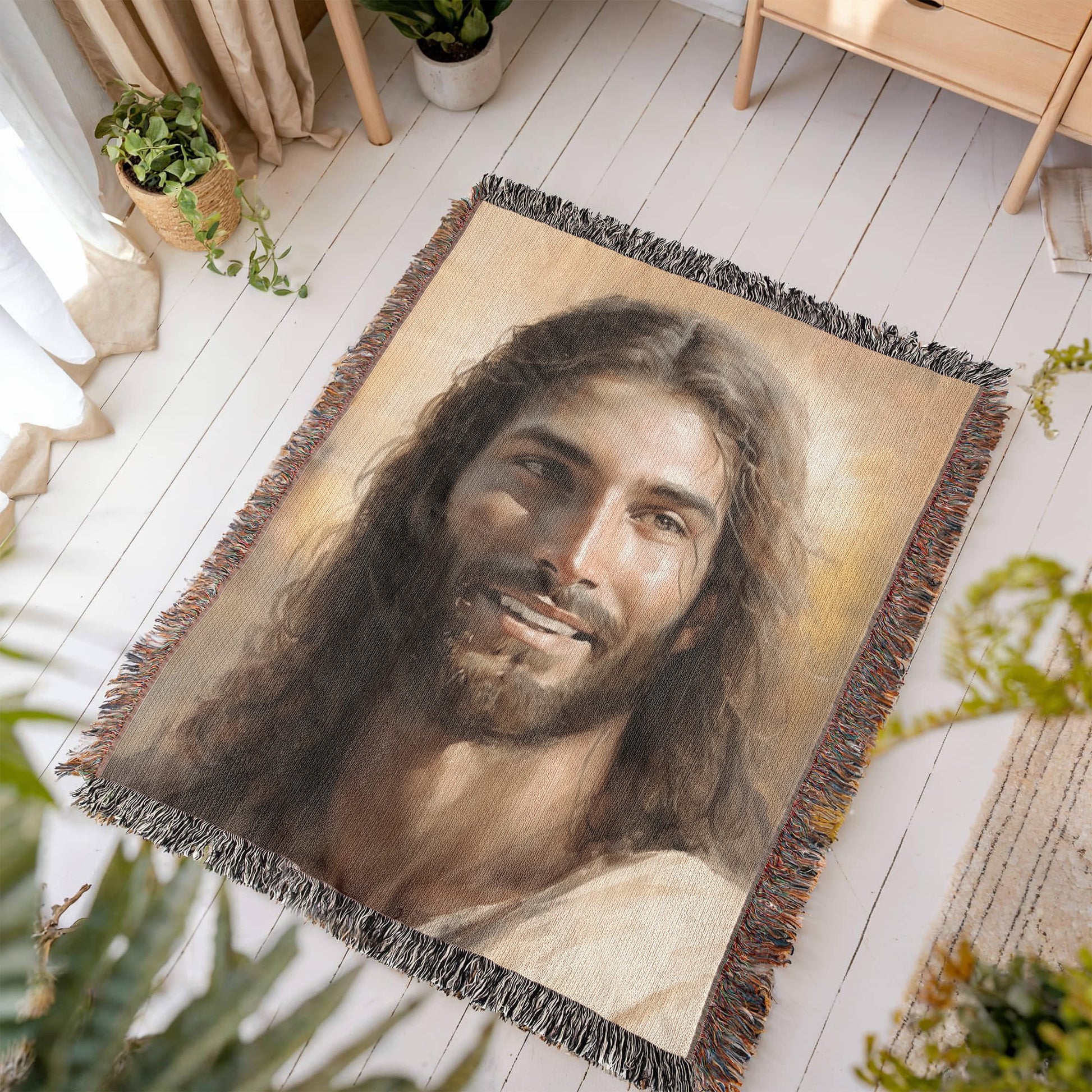 Christ's Loving Smile | Christian Woven Throw Blanket - ChristVisions