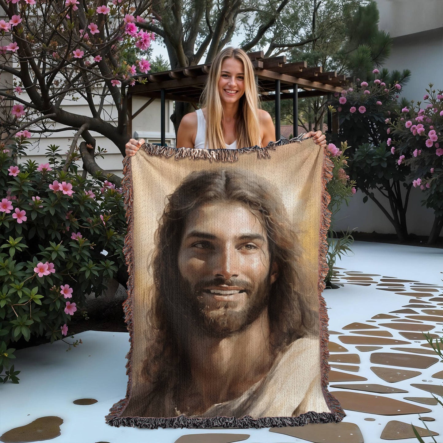 Christ's Loving Smile | Christian Woven Throw Blanket - ChristVisions