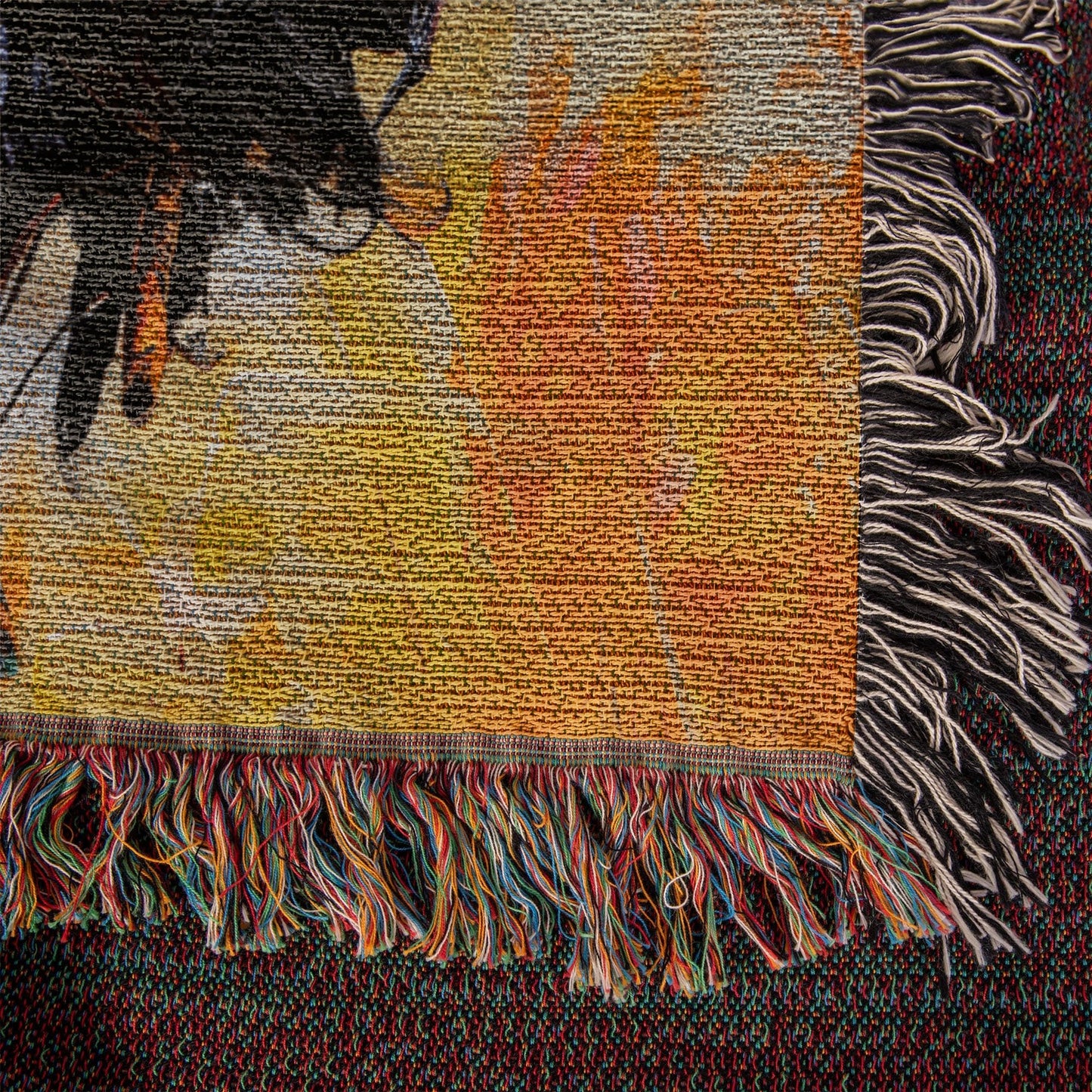 Christ's Passion In Orange | Woven Christian Throw Blanket