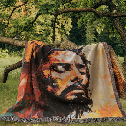 Christ's Passion In Orange | Woven Christian Throw Blanket