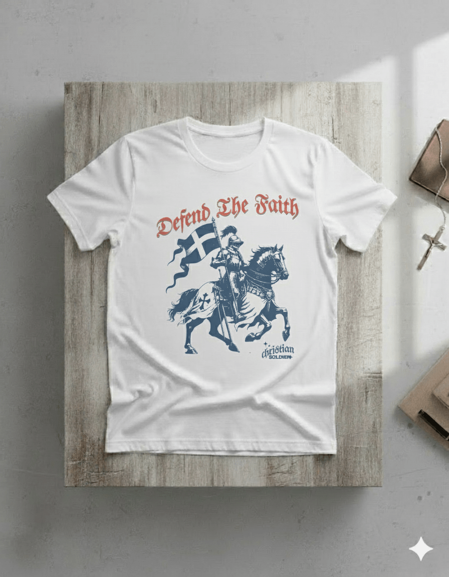 Defend The Faith - Christian Crusader Knight T-Shirt - ChristVisions