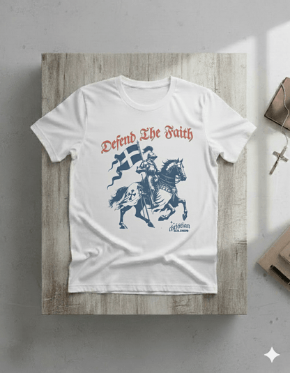 Defend The Faith - Christian Crusader Knight T-Shirt - ChristVisions